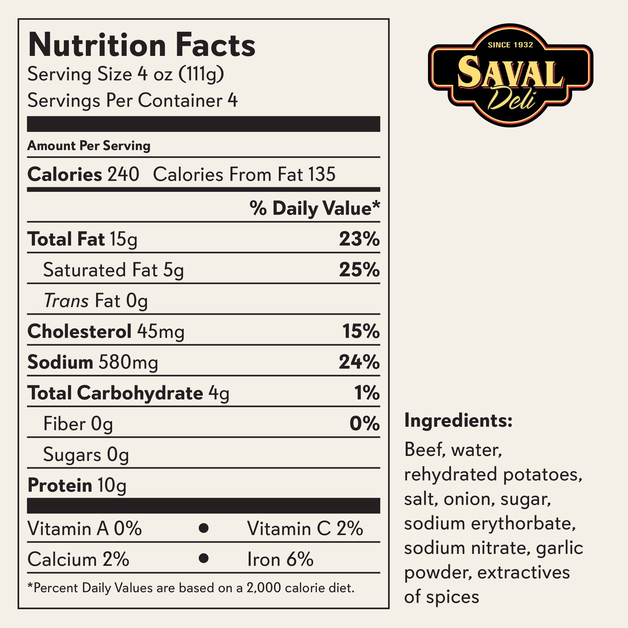 Saval Hash Corned Beef Hash | Saval Deli Deli Products, Delivered